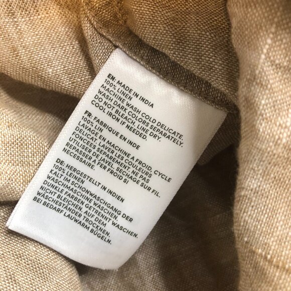 Lands End Shirt Mens XXL Tan Beige 100% Linen Button Short Sleeve Natural Fibers - Picture 6 of 8